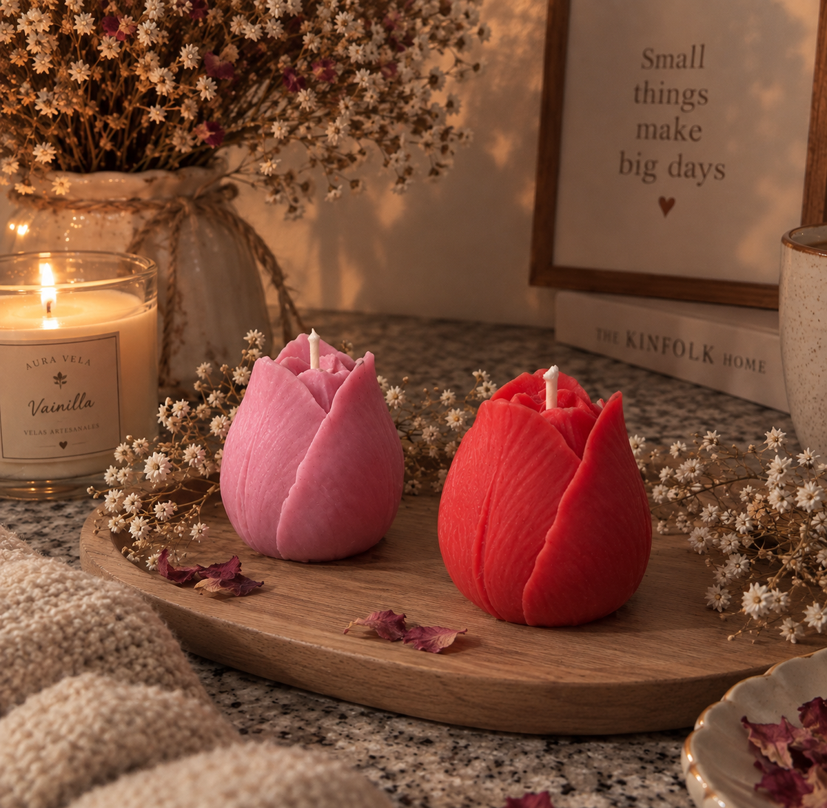 2 Velas Rosa Bloom